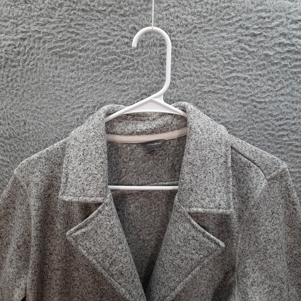 Eddie Bauer Jacket Womens Large Gray Double Breasted Fleece Coat Workwear Preppy - Picture 9 of 9